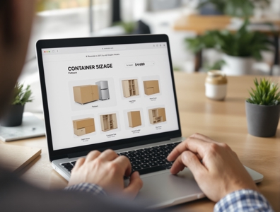 Comparing Alloy-Series flat pack container models and sizes on a laptop